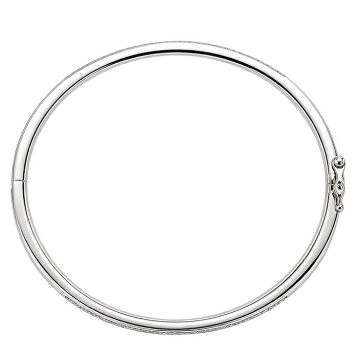 1/10 Carat Natural Diamond Bangle Bracelet In Sterling Silver