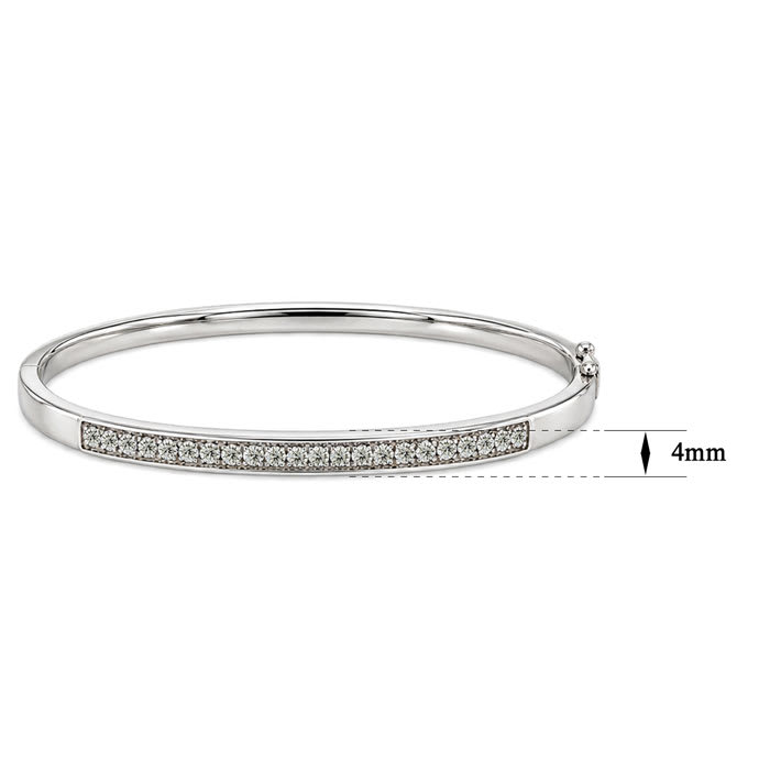 1/10 Carat Natural Diamond Bangle Bracelet In Sterling Silver