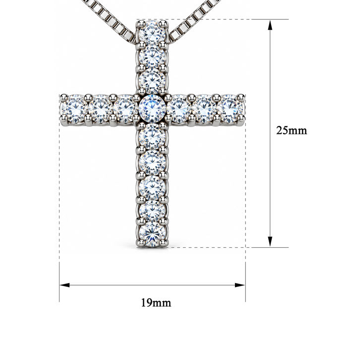 1/2 Carat Natural Diamond Cross Necklace In Sterling Silver, 18 Inches