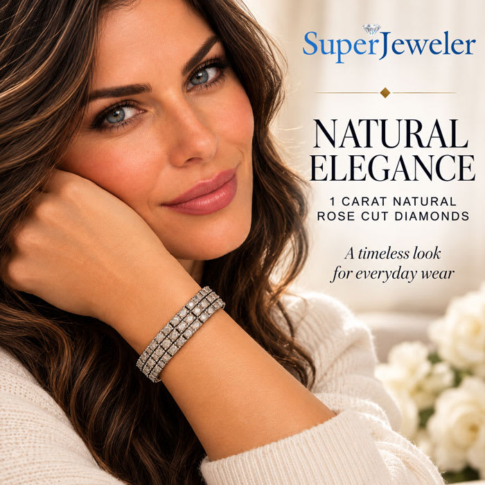 1 Carat Three Row Diamond Bracelet In Platinum Overlay, 7 Inches