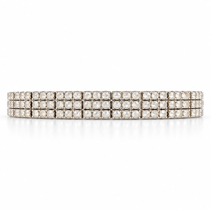 1 Carat Three Row Diamond Bracelet In Platinum Overlay, 7 Inches