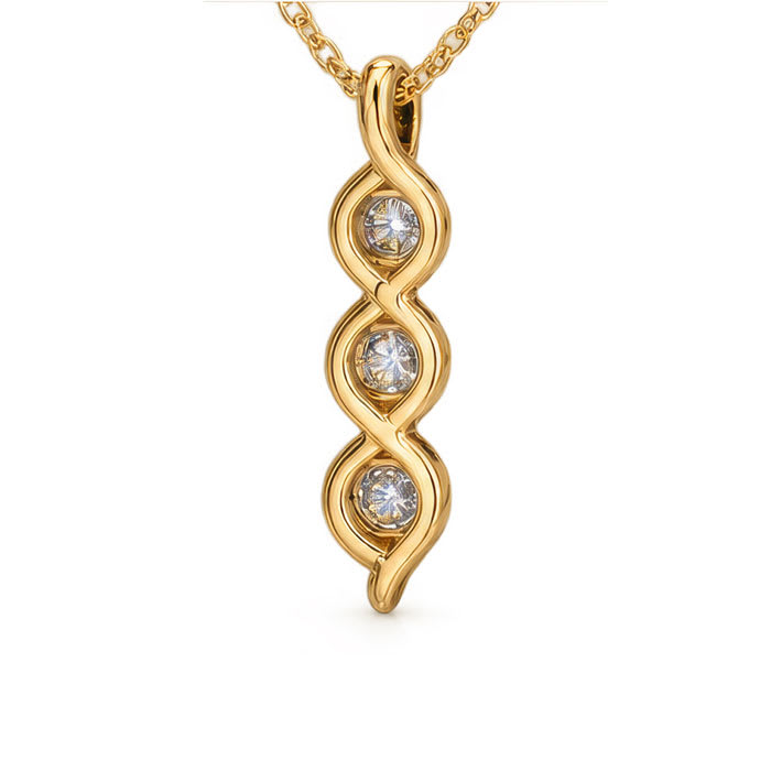 1/10 Carat Lab Grown Diamond Three Stone Necklace In 14K Yellow Gold Over Sterling Silver, 18 Inches