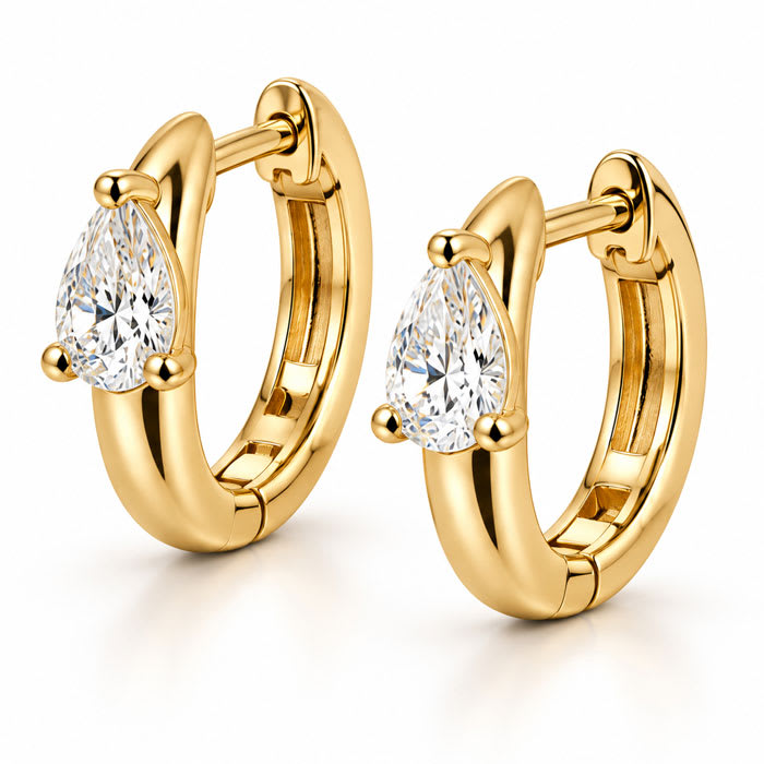 1/3 Carat Lab Grown Diamond Petite Hoop Earrings In 14K Yellow Gold Over Sterling Silver