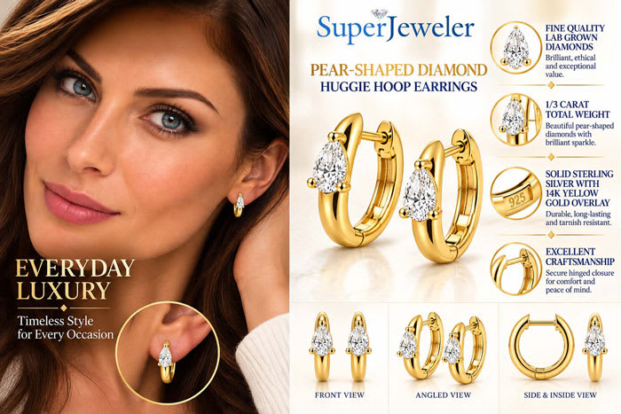 1/3 Carat Lab Grown Diamond Petite Hoop Earrings In 14K Yellow Gold Over Sterling Silver