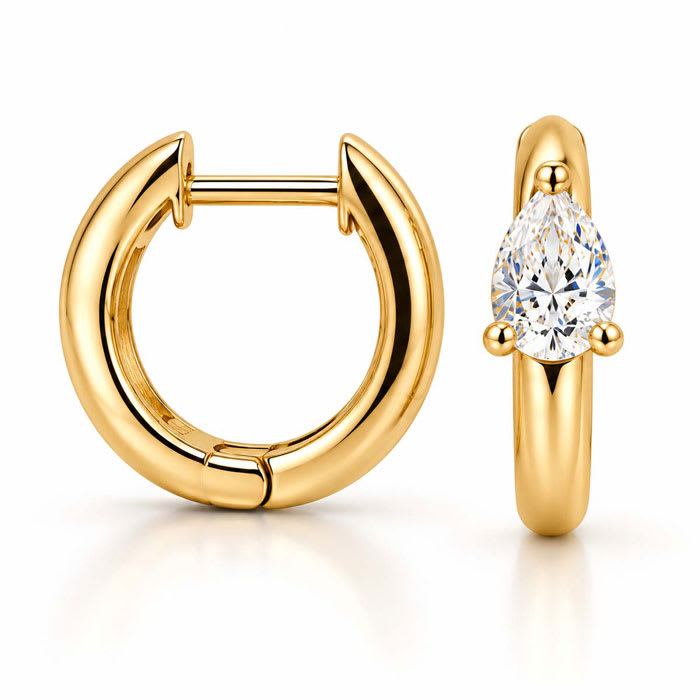 1/3 Carat Lab Grown Diamond Petite Hoop Earrings In 14K Yellow Gold Over Sterling Silver
