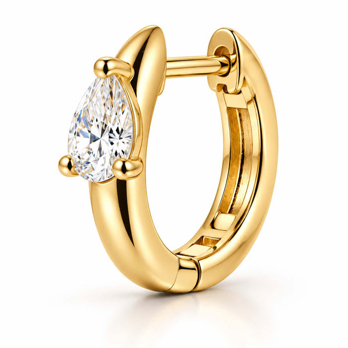 1/3 Carat Lab Grown Diamond Petite Hoop Earrings In 14K Yellow Gold Over Sterling Silver