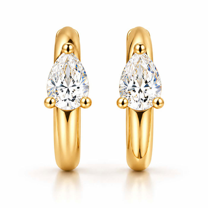 1/3 Carat Lab Grown Diamond Petite Hoop Earrings In 14K Yellow Gold Over Sterling Silver