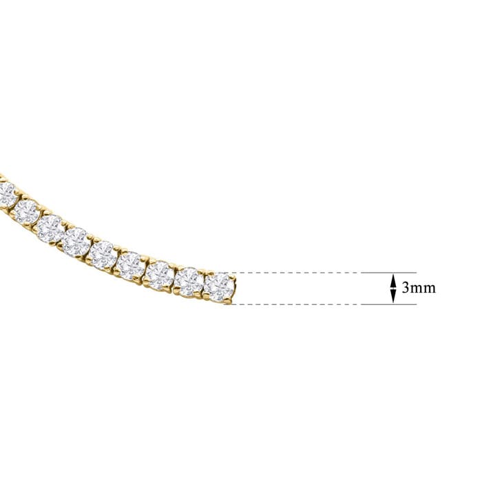 9.75 Carat Diamond Tennis Necklace In 14 Karat Yellow Gold, 16 Inches
