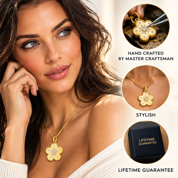 Estate Jewelry 1/3 Carat Natural Diamond Flower Pendant In 14K Yellow Gold With Free Chain