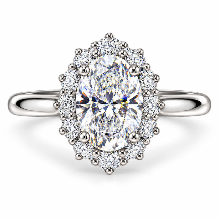 Estate Jewelry IGI Certified 2.57 Carat Oval Shape Lab Grown Diamond Engagement Ring In 14K White Gold