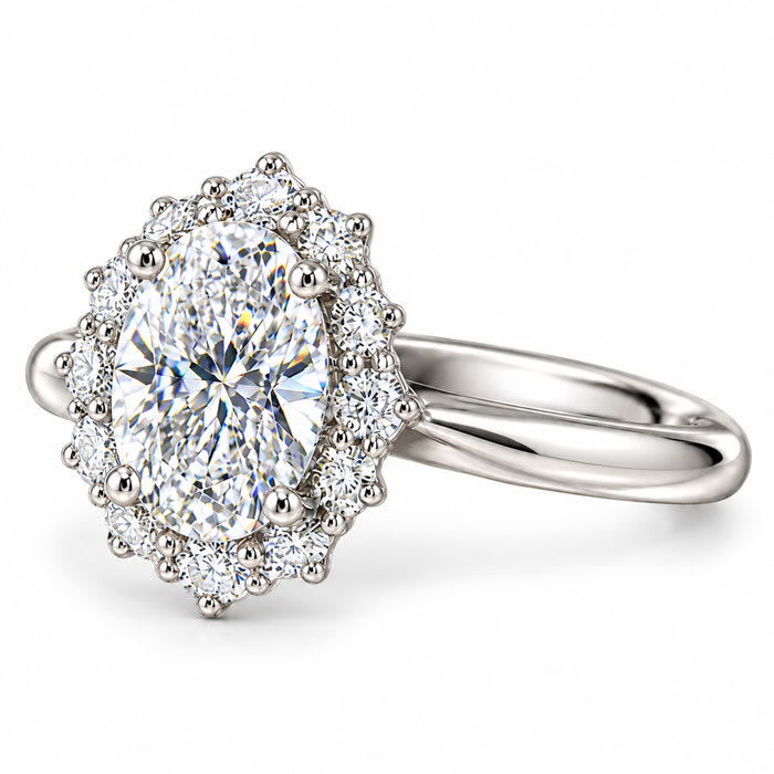 Estate Jewelry IGI Certified 2.57 Carat Oval Shape Lab Grown Diamond Engagement Ring In 14K White Gold