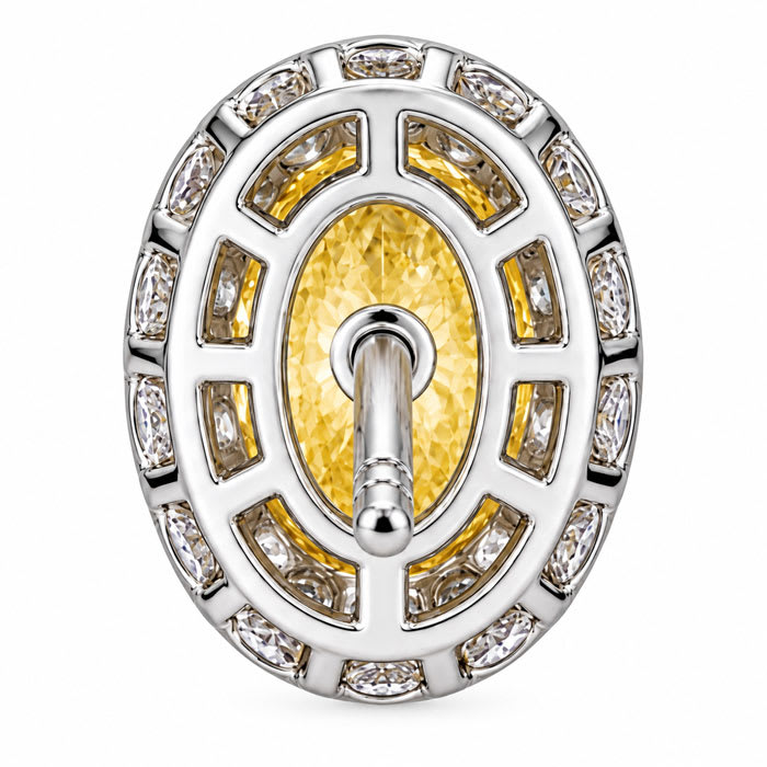 Estate Jewelry 2.37 Carat Lab Grown Canary Yellow Diamond Halo Earrings In 14K White Gold