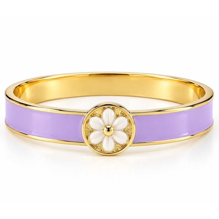 Draper James Signature Magnolia Enamel Gold Bangle, Lavender