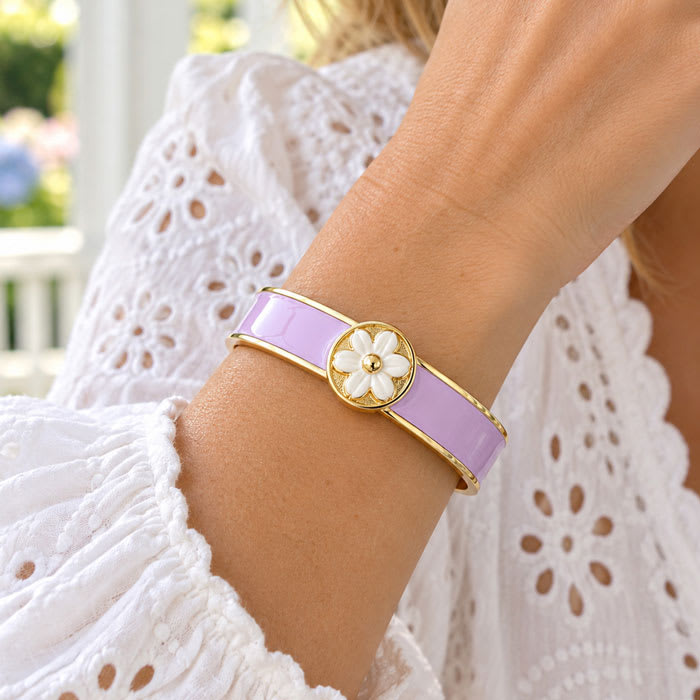 Draper James Signature Magnolia Enamel Gold Bangle, Lavender