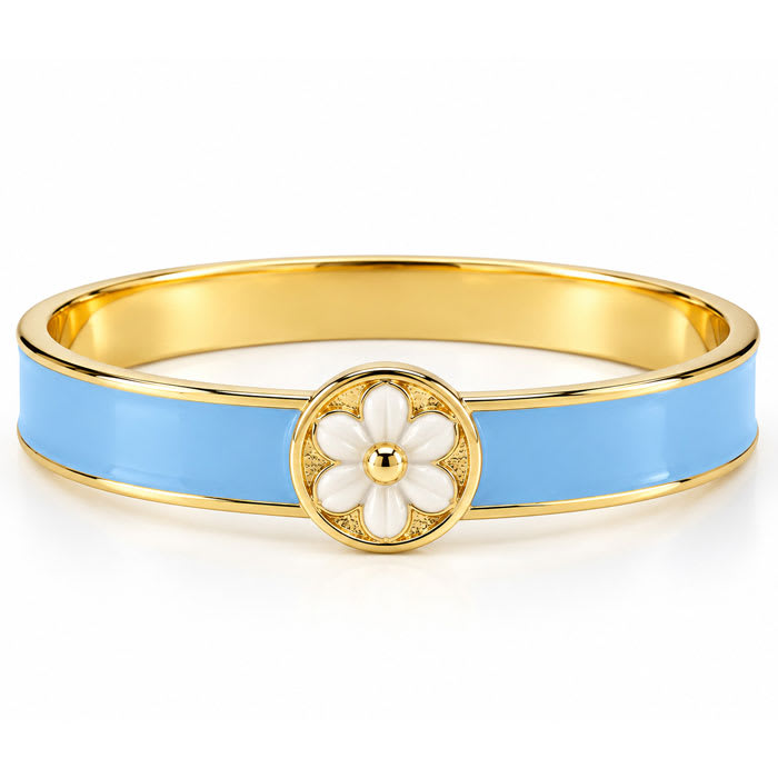 Draper James Signature Magnolia Enamel Gold Bangle, Blue