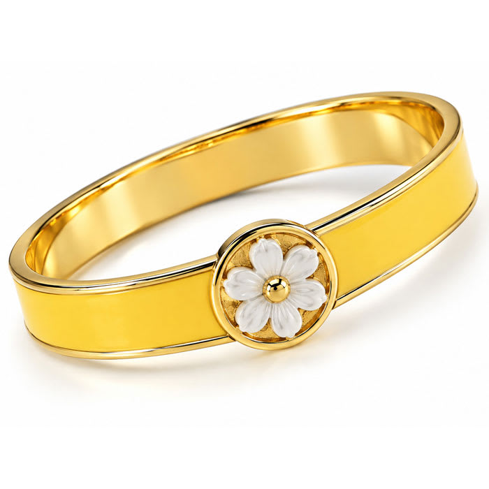 Draper James Signature Magnolia Enamel Gold Bangle, Yellow