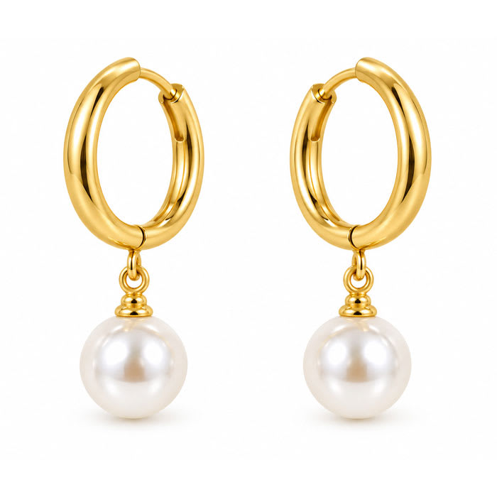 Draper James Pearl Drop Hoop Earrings In Gold