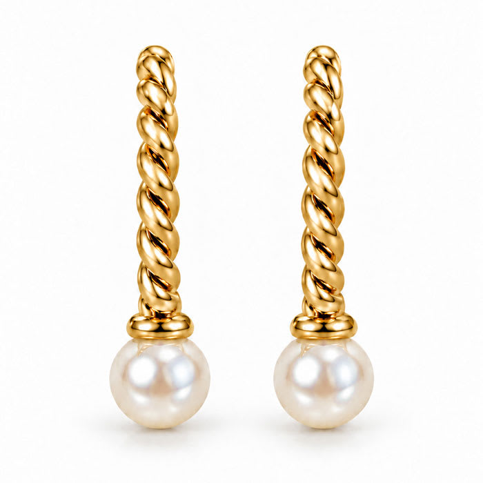 Draper James Twisted Pearl Hoop Earrings In Gold
