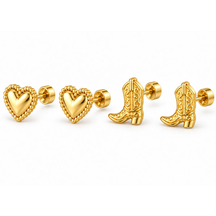 Draper James Cowgirl Heart Earring Set In Gold