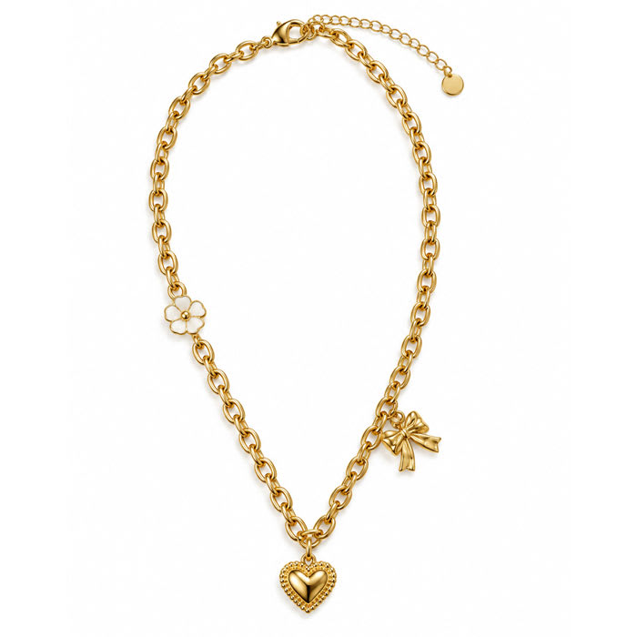 Draper James Heart and Bow Charm Necklace In Gold