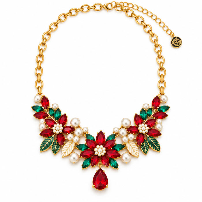 Draper James Holiday Crystal Statement Necklace In Gold`