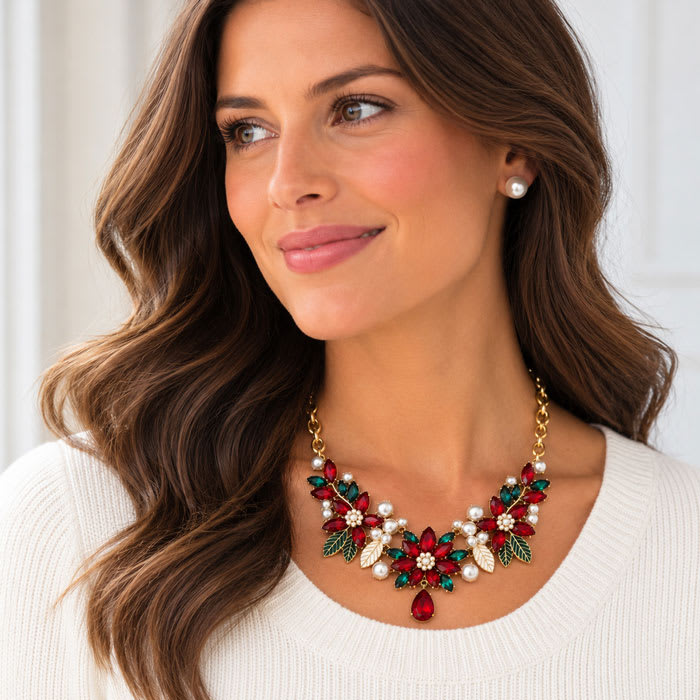 Draper James Holiday Crystal Statement Necklace In Gold`
