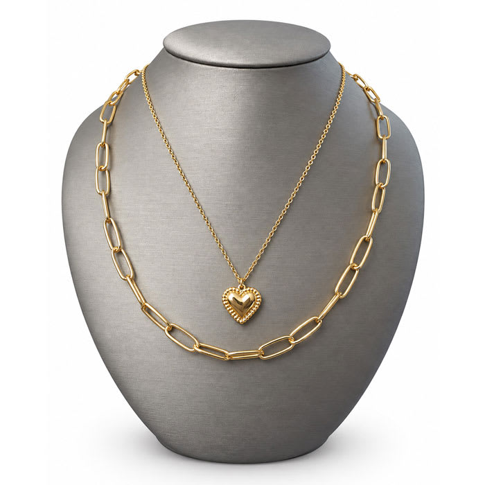 Draper James Paperclip and Heart Layered Necklace In Gold