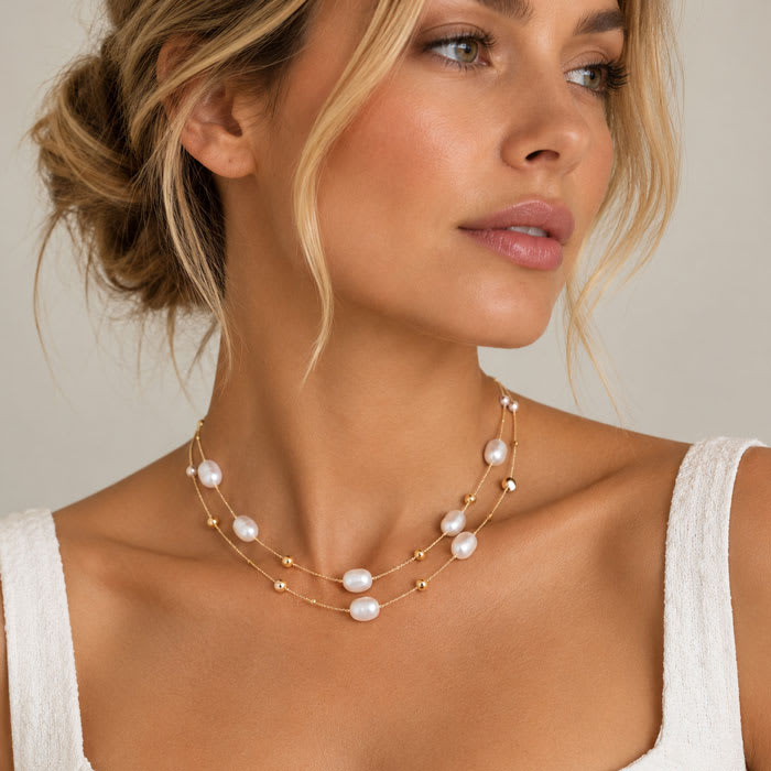 Martha Stewart Everyday Baroque Pearl Double Strand Necklace In Gold