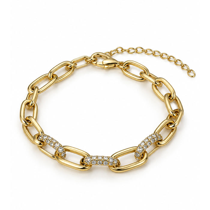 Martha Stewart Everyday Petite Gold Link and Crystal Bracelet, 7 Inches