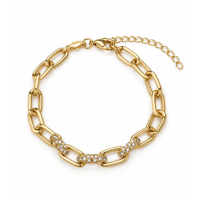 Martha Stewart Everyday Petite Gold Link and Crystal Bracelet, 7 Inches