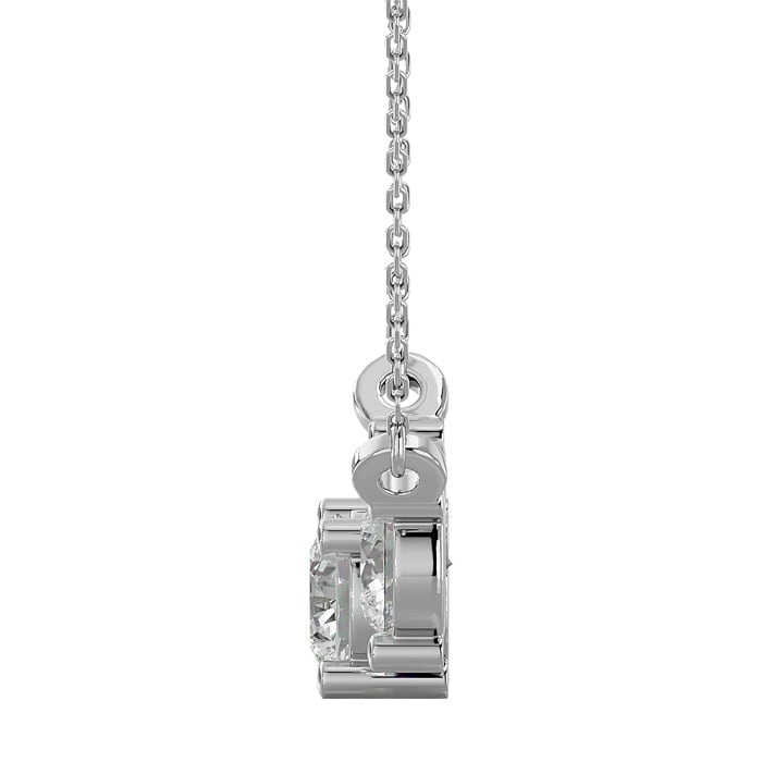 Estate Jewelry 1 Carat Moissanite Three Stone Necklace In 14 Karat White Gold, 18 Inches