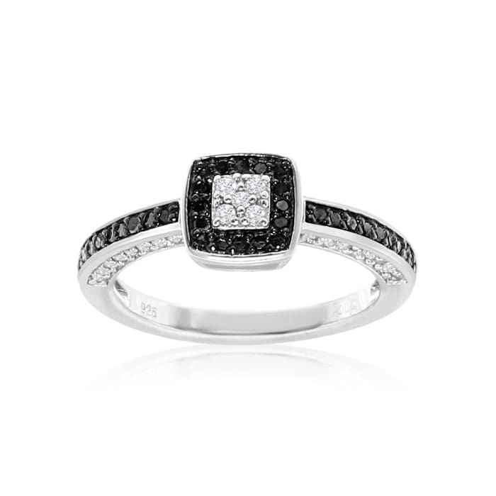Sterling silver black diamond engagement rings discount