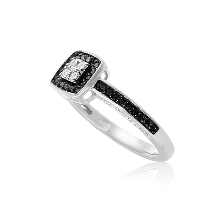 .40ct White and Black Diamond Engagement Ring in Sterling Silver