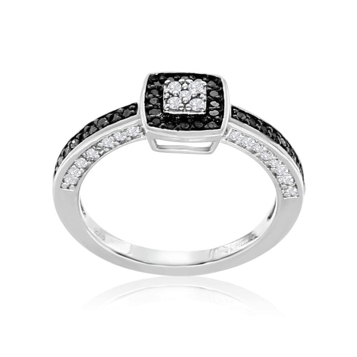 .40ct White and Black Diamond Engagement Ring in Sterling Silver