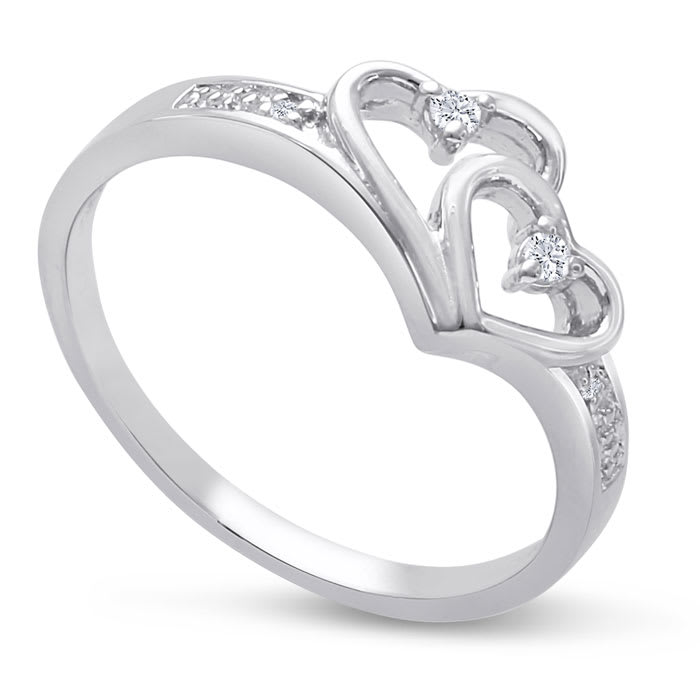 Double Heart Diamond Promise Ring
