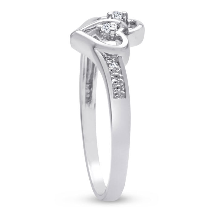 Double Heart Diamond Promise Ring
