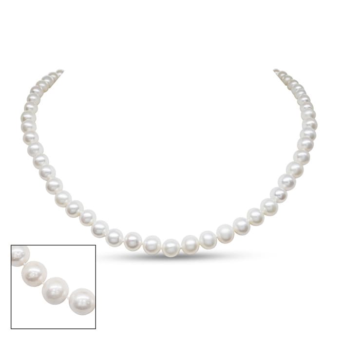18 inch 7mm AA Pearl Necklace With 14K Yellow Gold Clasp