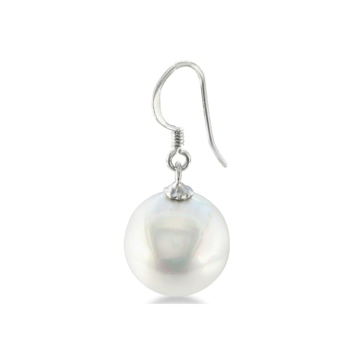 Pearl Drop Earrings With 12MM Shell Pearls In Sterling Silver