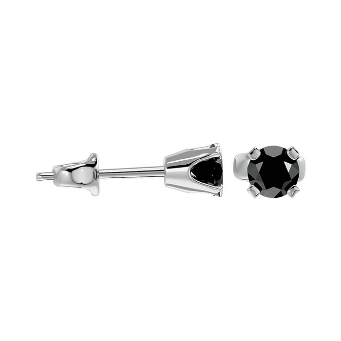 1/10ct Black Diamond Stud Earrings in White Gold