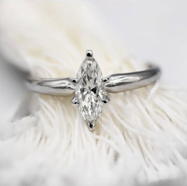 3/4 Carat Marquise Diamond Engagement Ring In 14 Karat White Gold