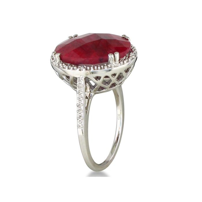 11ct Rough Cut Ruby And Diamond Ring In Sterling Silver July Birthstone Superjeweler Com