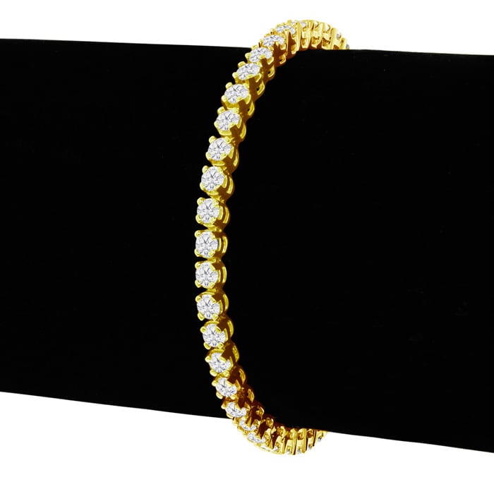 6 1/4 Carat Diamond Tennis Bracelet In 14 Karat Yellow Gold, 9 Inches