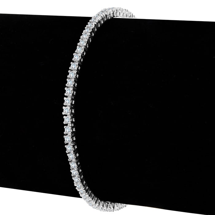 7 Carat Round Diamond Tennis Bracelet In 14 Karat White Gold, 7 Inches