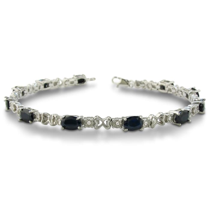 7 1/2ct Sapphire and Diamond Bracelet in Sterling Silver