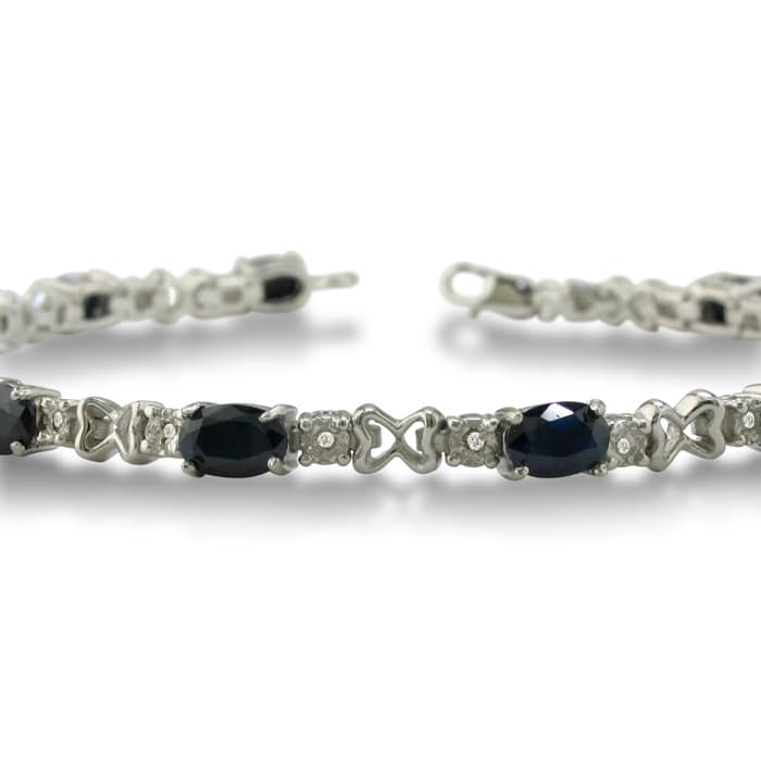 7 1/2ct Sapphire and Diamond Bracelet in Sterling Silver