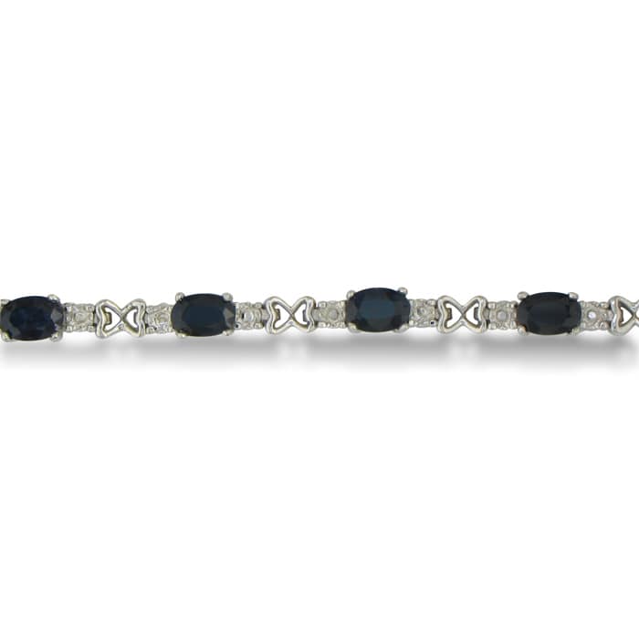 7 1/2ct Sapphire and Diamond Bracelet in Sterling Silver
