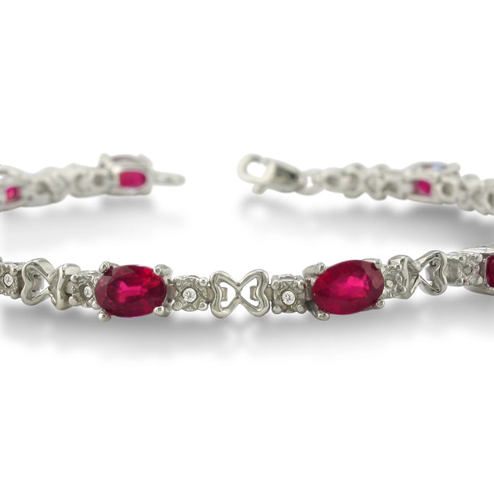 7 1/2ct Ruby and Diamond Bracelet in Sterling Silver