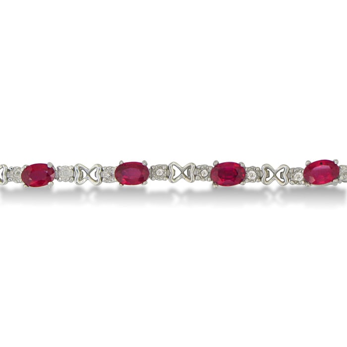 7 1/2ct Ruby and Diamond Bracelet in Sterling Silver