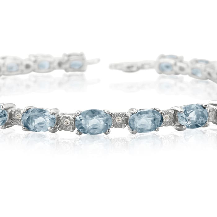 10ct Aquamarine and Diamond Bracelet
