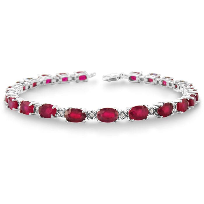 Previously Owned 15 Carat Ruby and Diamond Bracelet in Sterling Silver